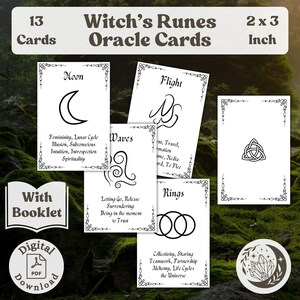 Witch's Runes Oracle-kaarten: een compleet kaartspel van 13 kaarten met moderne hekserij-sigils, inclusief een klein instructieboekje