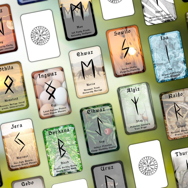 Elder Futhark Runes Deck - 24 Printable Cards With Keywords - Etsy Canada
