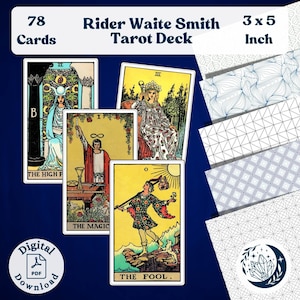 Original Rider Waite Smith Tarot Deck: Set mit 78 großen druckbaren Orakelkarten mit nahtlosem Musterdesign für die spirituelle Wahrsagungspraxis