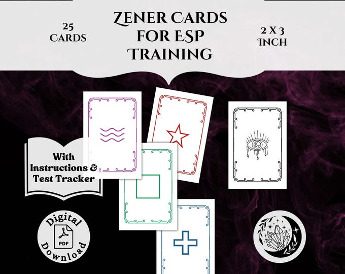 25 Printable Zener Cards for ESP Clairvoyance Training - Etsy