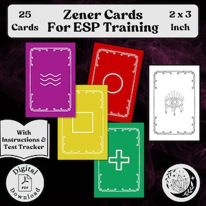 Tarjetas Zener para entrenamiento ESP: practica tus habilidades de clarividencia y desarrolla habilidades psíquicas con esta baraja imprimible con instrucciones