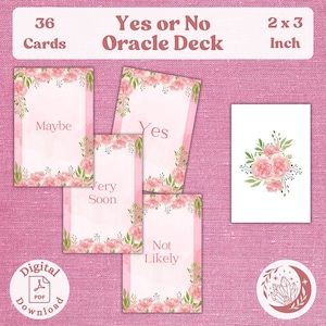 Eenvoudig Ja of Nee Oracle Deck: 36 afdrukbare kaarten met positieve, negatieve of neutrale antwoorden op uw waarzeggerijvragen, Pink Rose Edition