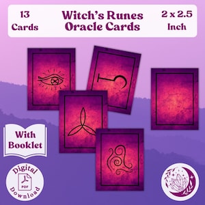 Oracle minimaliste des runes de la sorcière moderne : 13 cartes imprimables avec livret d'instructions détaillant la signification et l'utilisation