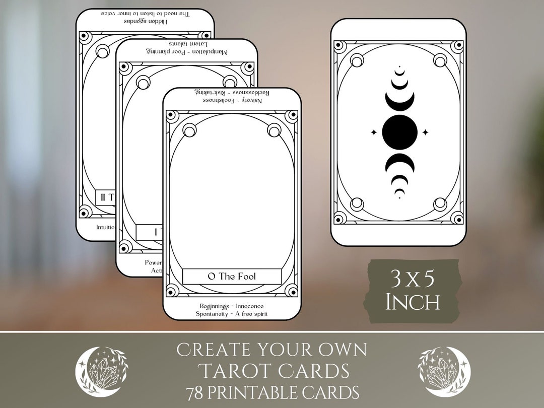 Create Your Own Tarot Deck With 78 Printable Cards Including Keywords
