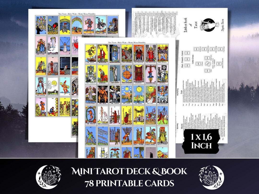 Mini Tarot Deck, a Complete Set of 78 Tiny Printable Rider Waite Tarot ...