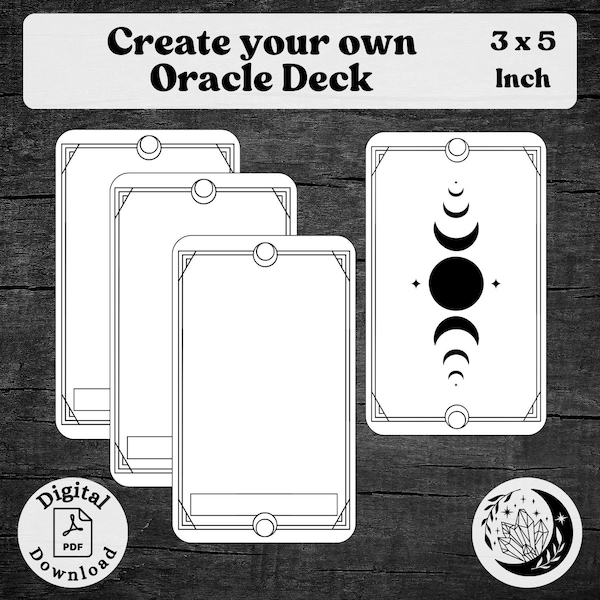 Create Your Own Oracle Deck with Printable Blank Card Templates, DIY custom tarot deck for spiritual divination practice