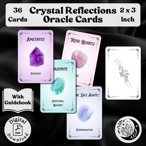Crystal Reflections Oracle Deck, 36 cartas imprimibles con libro que utilizan las propiedades metafísicas de los cristales para la adivinación espiritual