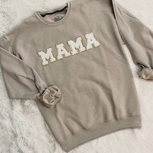 Chenille Patch Mama Sweatshirt - Varsity letter, mama, pullover