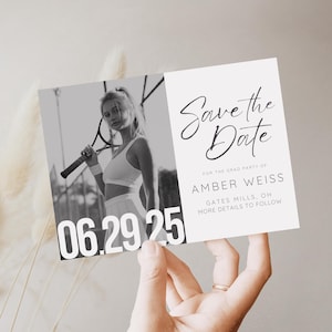Bearbeitbar Save the Date Abschlussfeier Einladung Digitaler Download für grad | Tennis Save the Date Karten für Mädchen Evite Vorlage