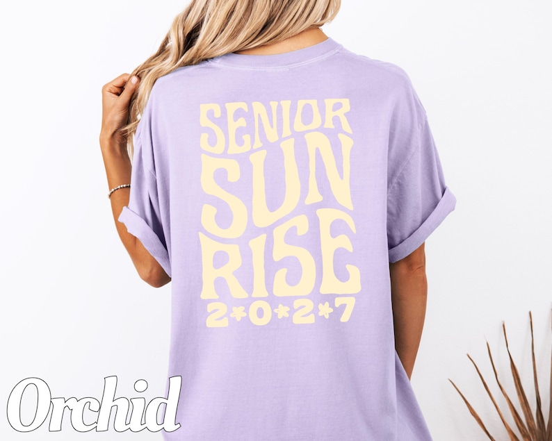 Camiseta Comfort Colors Senior Sunrise Clase de 2027 2026 Camiseta Senior Sunrise Camisetas Estética para Graduados Rosa Mantequilla Amarillo imagen 3