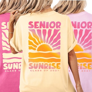 Camiseta Comfort Colors Senior Sunrise Clase de 2027 2026 Camiseta Senior Sunrise Camisetas Estética para Graduados Rosa Mantequilla Amarillo