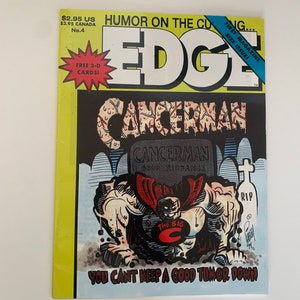 vintage EDGE Comic Magazine n° 4 – Humour noir satire de l'homme Cancer, premier numéro de format magazine (1994) | Homme cancer