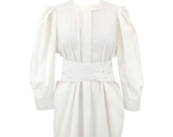 Isabel Marant Weißes Kleid Hochzeitskleid Mini Kleid Baumwolle Mit Gürtel