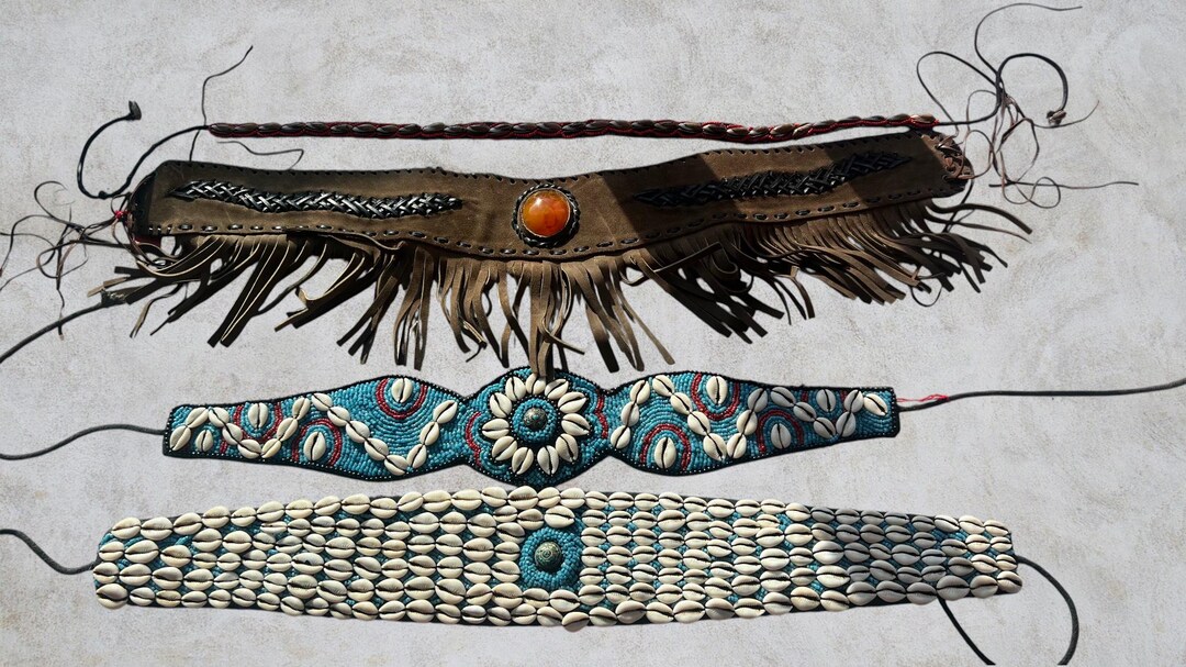 Vintage Cowrie Shell Belt, Leather Fringe, Boho Festival Style - Etsy