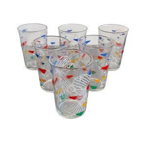Vintage Mid-Century Glasses Set – Geometric Design