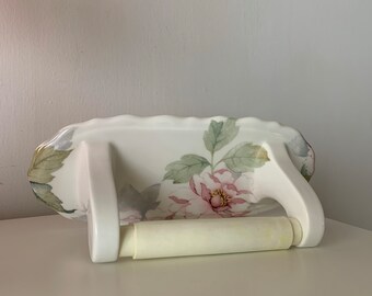 Vintage Hadida Floral Bone China Toilet Roll Holder /China/Toilet Paper holder/Toilet roll holder/Towel paper holder/Bathroom accessories