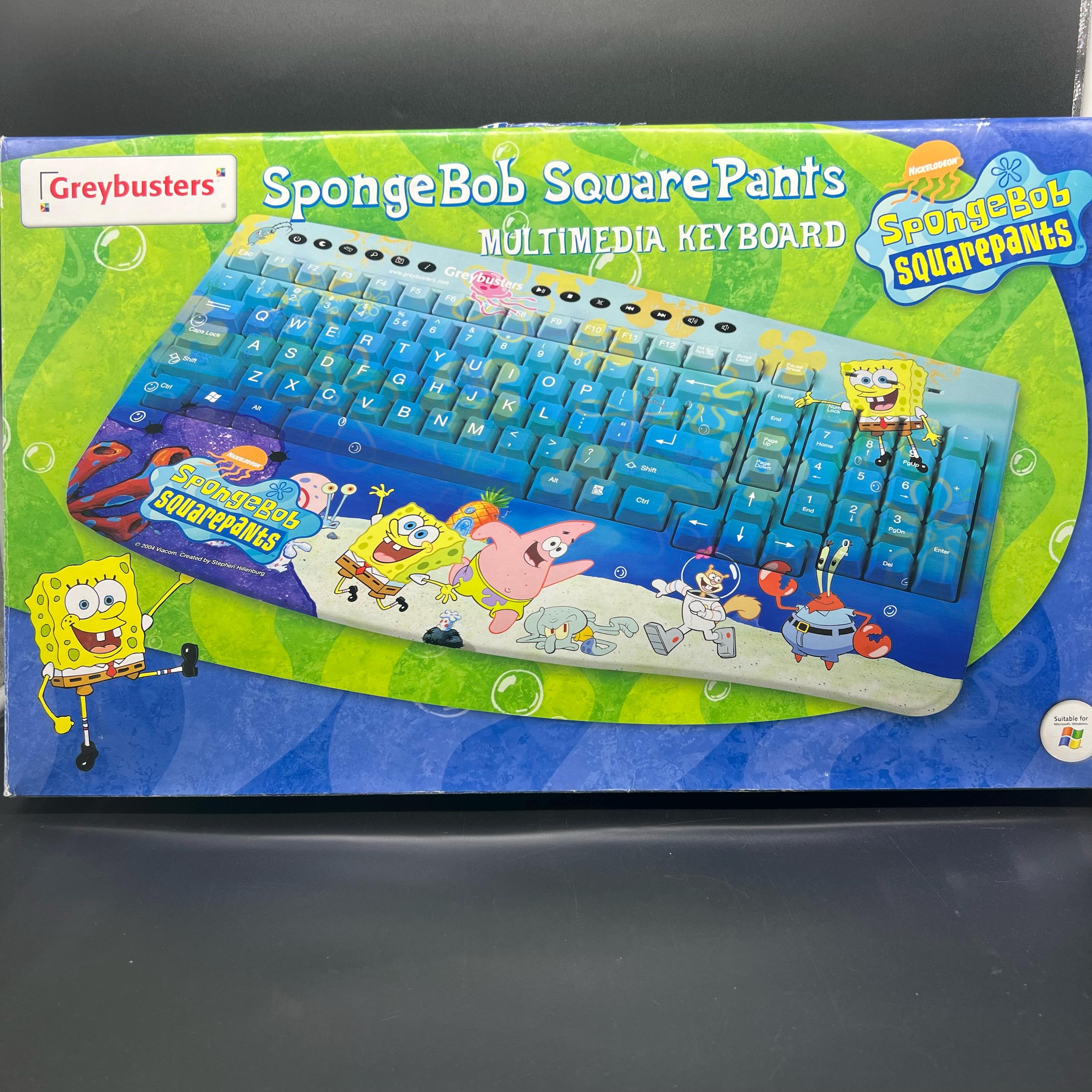 SpongeBob SquarePants Keyboard – Vintage 2004 GreyBusters PS/2 Multimedia Keyboard – New in Box – Nickelodeon PC Accessory –Rare Collectible