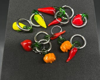 Handmade Lampwork Glass Vegetable Earrings – Chili & Pumpkin