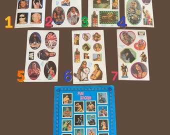 Vintage WWF Wrestling Stickers Collection 1980s Novelty Wrestlers-Retro 80s Ephemera Scrapbooking Supplies