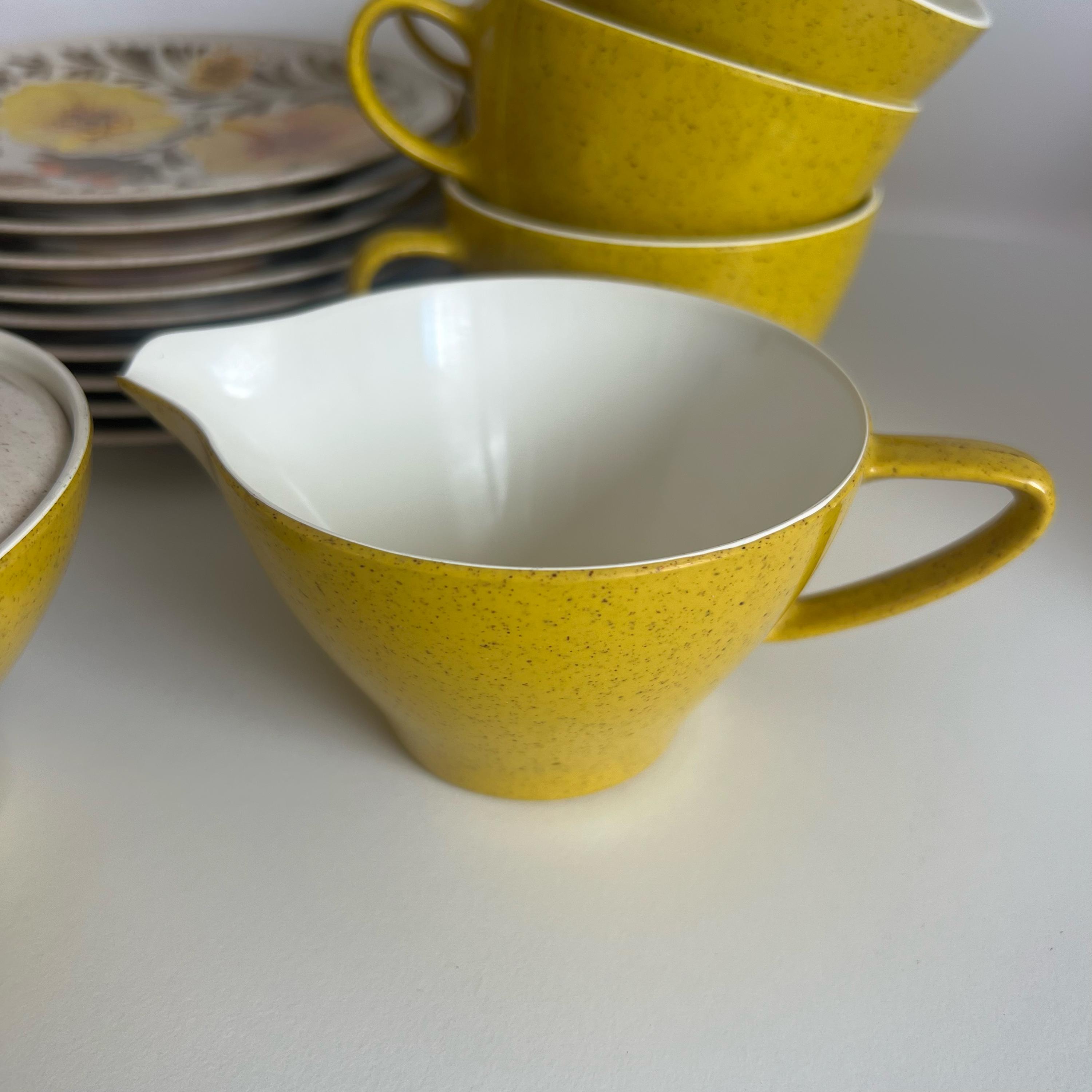 Noritake Melamine Tea Set | Yellow Floral 1970s Retro Kitchenware