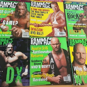 Rampage Wrestling Magazine Lot – WWF Attitude Era – The Rock, Stone Cold, Dx, Lita, Triple H – 6 Issues – Posters Rare UK WWE