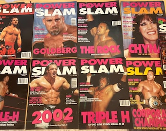 Vintage Power Slam Magazine Lot – WWF Posters, The Rock, Triple H