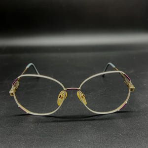 Vintage Elasta Safilo Eyeglass Frame L526 366 | White Purple Metal Oval Glasses Frame | 1980s Retro Optical Frame Italy  | No Lenses