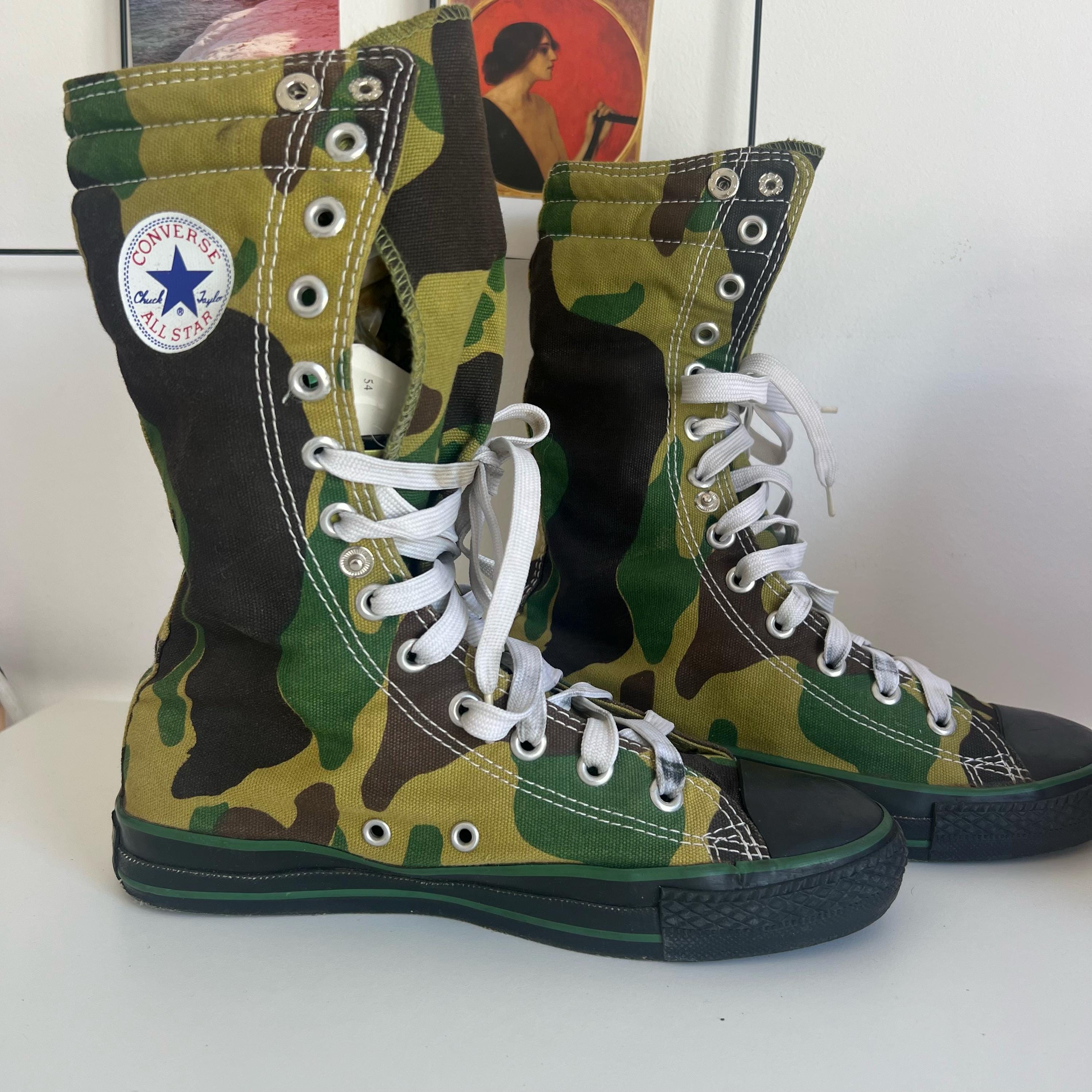 Vntg Men’s Converse High Top Military Camo Rubber Logo Rare Chuck Taylor’s ￼ Converse Chuck Taylor Green Vintage Military Camouflage  main image 3