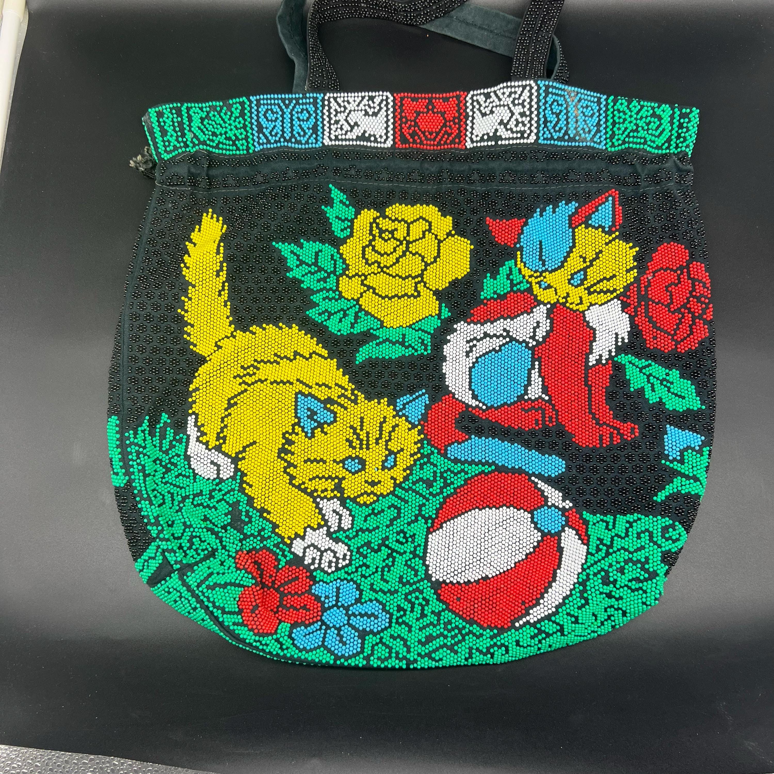 Vintage Beaded Cat Tote Bag: Handcrafted 90s Boho Purse - Etsy UK