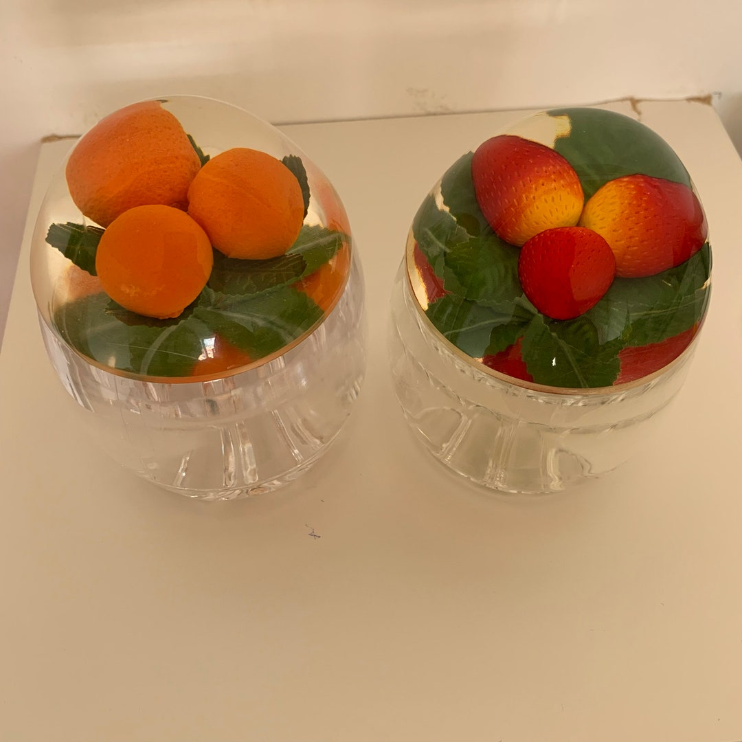 Vintage Lucite Jam Pot, Kitsch Pot, Berries, Marmalade Plastic Jar