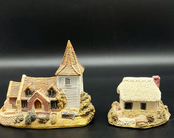 Vintage Lilliput Lane Cottage Set: 1989 English Church & Thatched