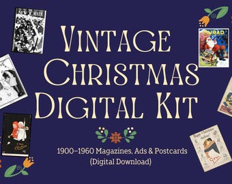 Vintage Christmas Ephemera Kit – Magazines, Ads, Postcards (Digital Download)