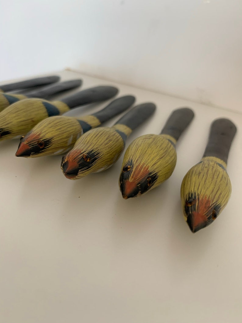 Vintage Bird Letter Opener Wooden, Hand Carved Wooden Bird, Hand