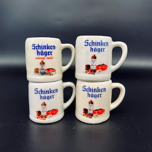 Set of 4 Vintage Schinken Häger - Bavarian Porcelain-German Schnapps Cups |Shots Mugs | 4.5 cm