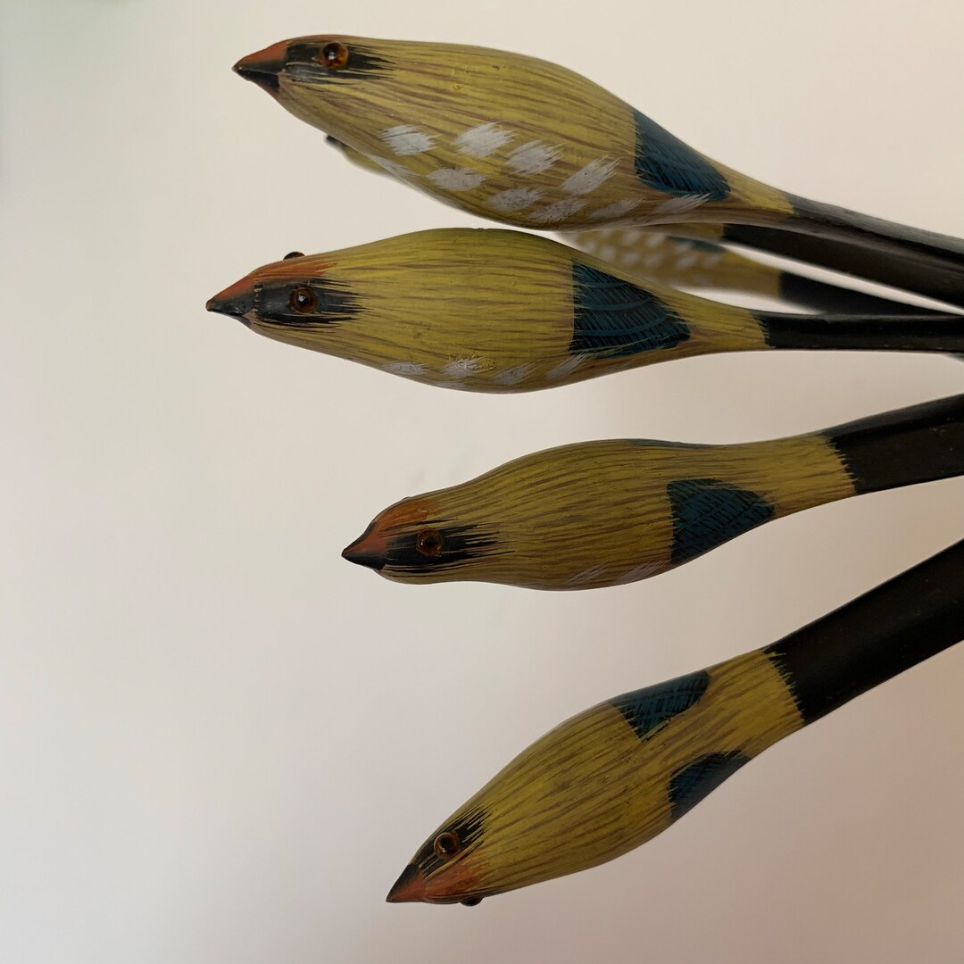 Vintage Bird Letter Opener Wooden, Hand Carved Wooden Bird, Hand