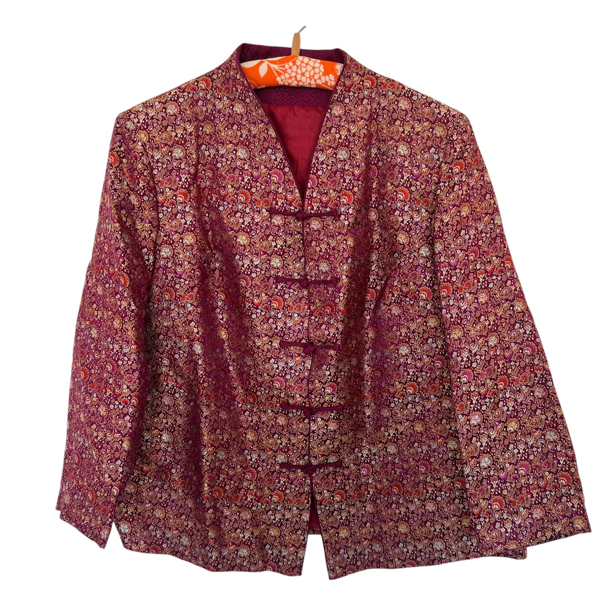 新品タグ付CLANE NO COLLAR CHINA COAT Vintage Silk Jacket Mandarin Collar - Etsy
