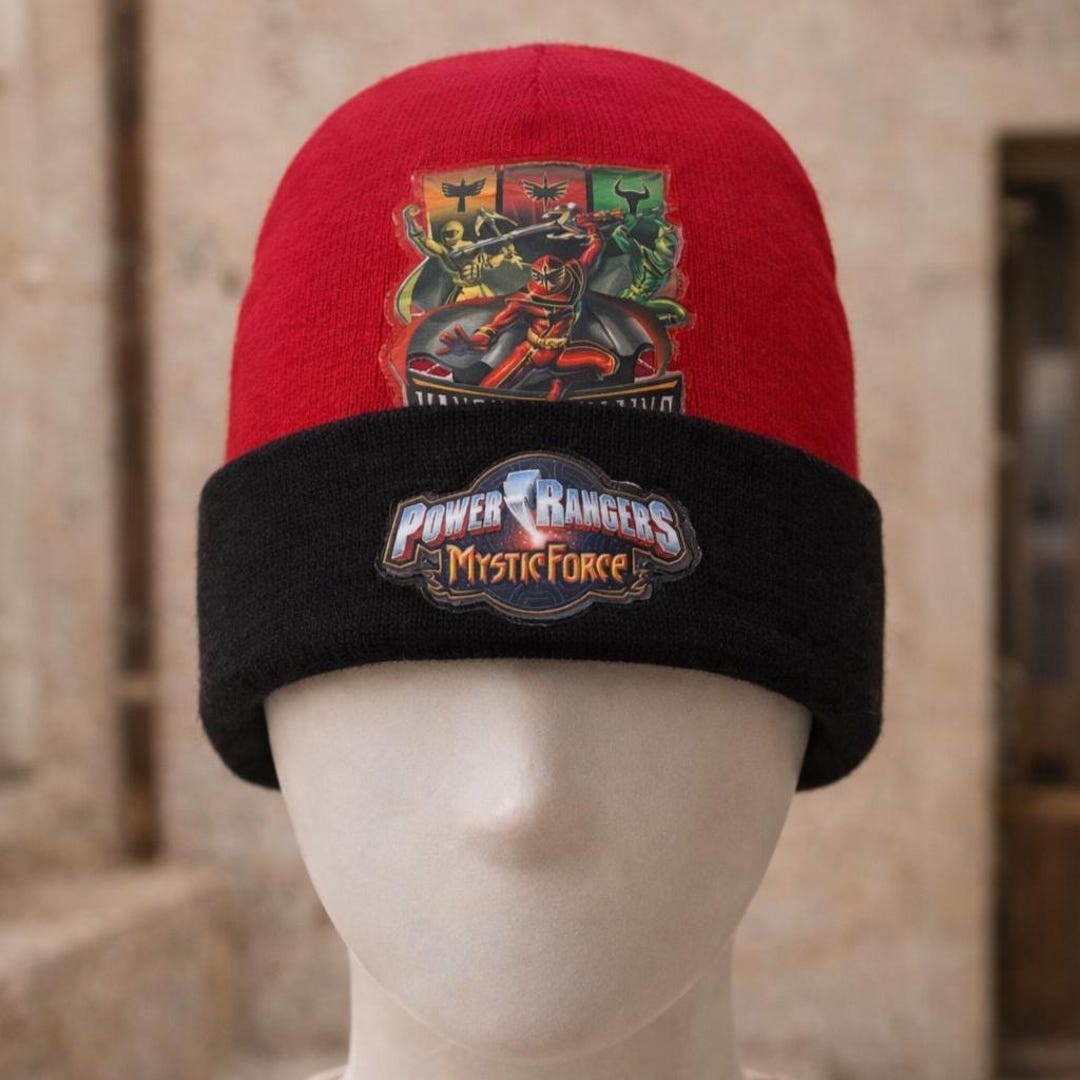 Power Ranger Scarf Power Rangers Mystic Force Knit Beanie Hat | Y2K Red Black Cartoon Cap ...