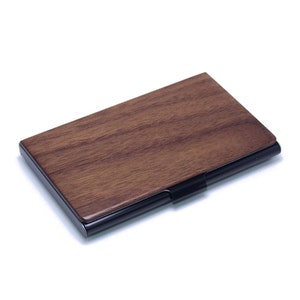 High quality business card holder made of walnut wood and metal - Stylish card case - for men and women - Perfect gift