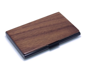 High quality business card holder made of walnut wood and metal - Stylish card case - for men and women - Perfect gift