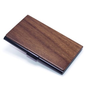 High quality business card holder made of walnut wood and metal Stylish card case for men and women Perfect gift image 10