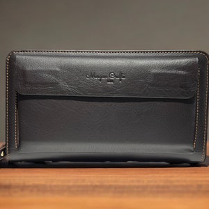Bolso de mano de cuero para hombres - Cartera larga de moda de cuero de vaca genuino - Carteras de bolsillo para teléfono - Bolso - Bolso para teléfono