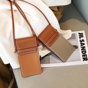 Borsa per telefono in pelle per donna - Vera pelle di vacchetta - Borsa per telefono femminile alla moda Piccole borse a tracolla a tracolla - Borsa per telefono a tracolla