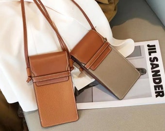 Leather Phone Bag for Women - Genuine Cowhide Leather - Fashion Female Phone Bag  Small Crossbody Shoulder Bags - Crossbody Phone Bag