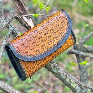 Hand gravierte Brieftasche, Brieftasche aus echtem Leder, handgemachte Geldbörse, Luxus Brieftasche, Leder lange Brieftasche, Brieftasche für Frauen