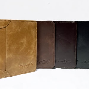 Cartera de cuero, Cartera de cuero de grano superior - Monedero de cuero genuino - Cartera de cuero de vaca - Cartera de cuero de cera de aceite