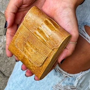 Cigarette Case made of Ostrich Leg Leather , Unique gift for Men and Women