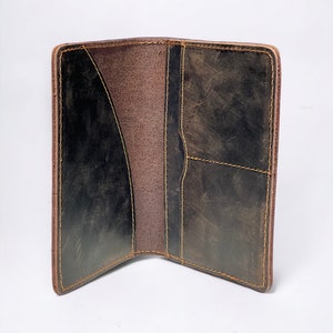 Capa para passaporte, capa para passaporte em couro legítimo, couro de cavalo louco feito à mão, capa para passaporte estilo vintage, porta-cartão de crédito