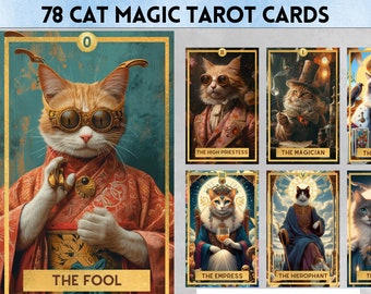 78 Cat Magic Tarot Cards: Printable Deck (Digital Download)