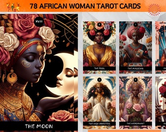 78 African Woman Theme Digital Tarot Cards - Printable Tarot Deck -  Digital Cards deck - Printable Oracle