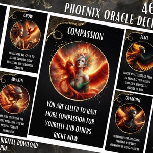 Phoenix Orakel Card Deck - Druckbares Orakel Deck - Digitales Karten Deck - Druckbares Orakel